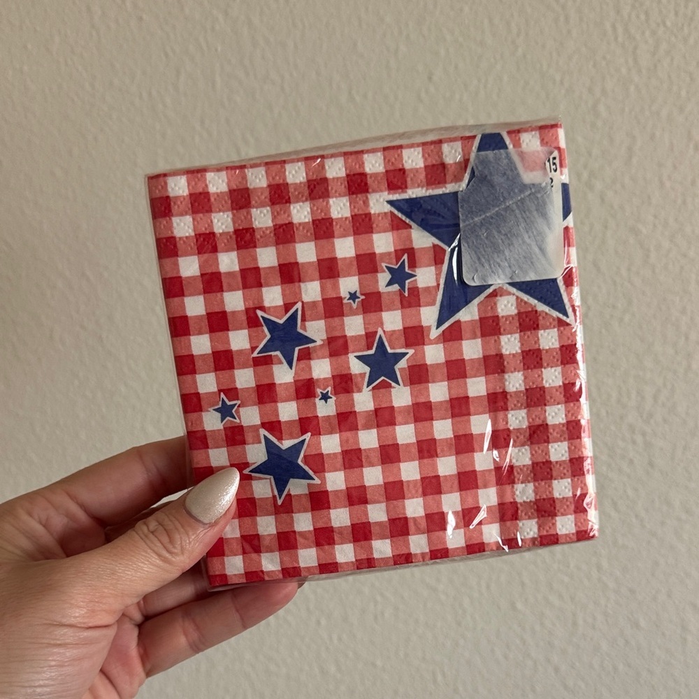 Red Checkered Napkins with Blue Stars
